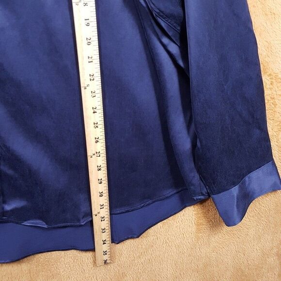 AMI ALEXANDRE MATTIUSSI Shirt Mens XL Navy Satin Button Up Oversized Wool - Picture 9 of 10